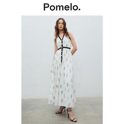 Pomelo 2026女士连衣裙 印花花卉褶皱连衣裙