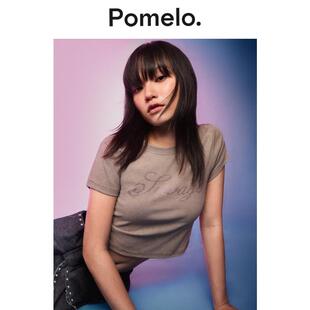 饰短袖 街头风字母图案闪石装 T恤上衣女 美式 Pomelo