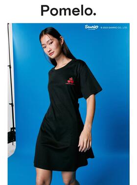 Pomelo x HelloKitty 蝴蝶结露背设计连衣裙（环保材料）女