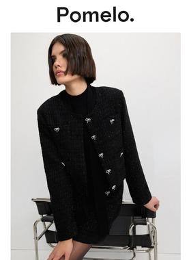 Pomelo 粗花呢短款外套 - 黑色