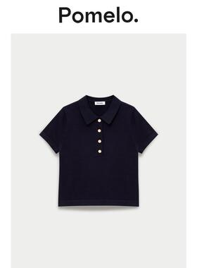Pomelo 简约风polo 领短袖显瘦设计感小众百搭通勤 T 恤上衣