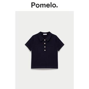 Pomelo 显瘦设计感小众易搭通勤 领短袖 恤上衣 简约风polo