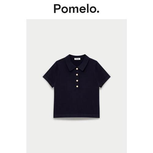 Pomelo 简约风polo 领短袖显瘦设计感小众易搭通勤 T 恤上衣