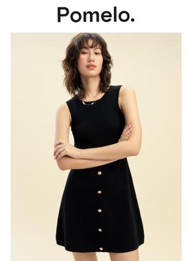 Pomelo 黑色纽扣装饰迷你连衣裙