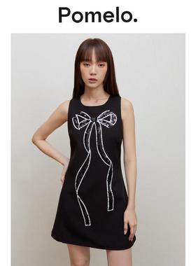 Pomelo 黑色亮片蝴蝶结装饰迷你连衣裙