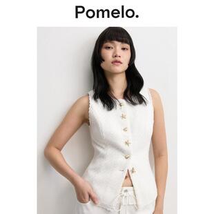 马甲女 小香风马甲海星贝壳扣收腰显瘦粗花呢气质无袖 Pomelo 法式