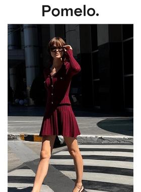 Pomelo 麻花针织纽扣连衣裙 - 红色