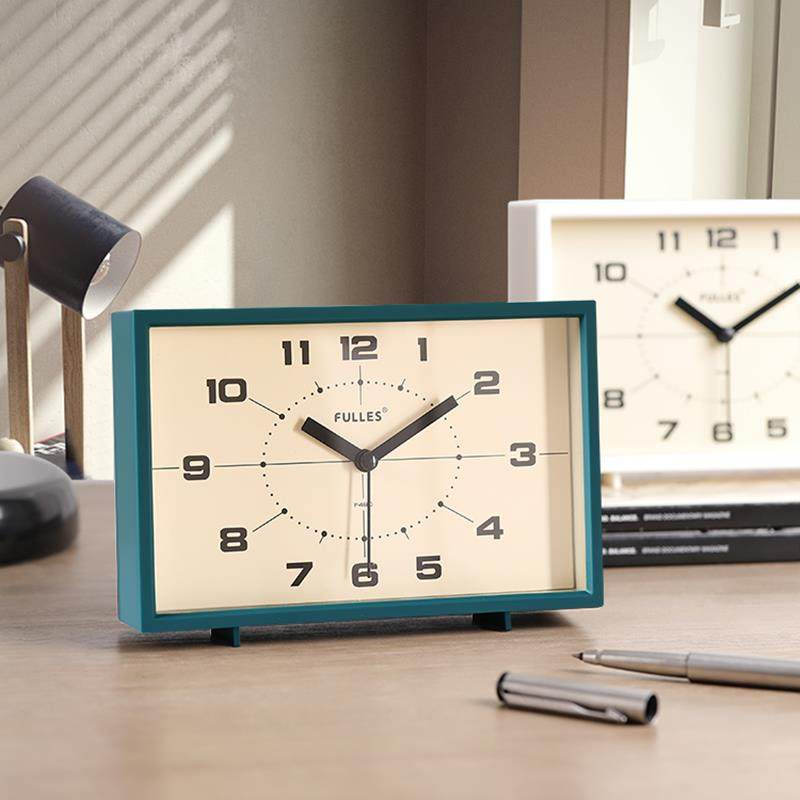 桌面小闹钟极简台式钟表卧室摆件客厅静音台钟床头大时钟复古座钟