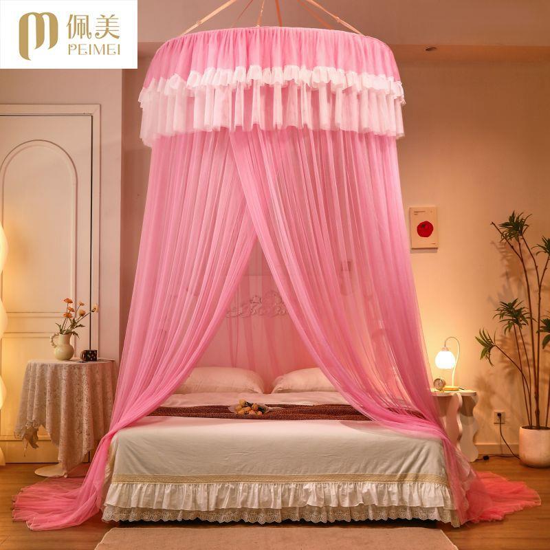 新款圆顶加密蚊帐公主风落地吊顶家用免安装单人双人双防蚊睡帐子