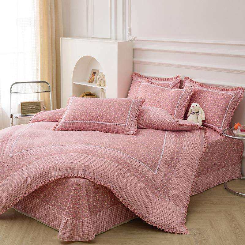 韩版欧彩棉小碎花斜纹加厚磨毛四件套小清新床上用品床单被套枕套
