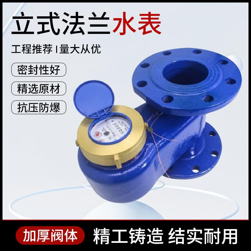 立式法兰水表2寸3寸下进上出家用自来水管道农用立式法兰铸铁水表