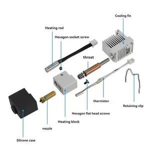 1套 颜色：图片色 材质：铝 3D打印机配件 Anycubic Kobra3喷嘴打