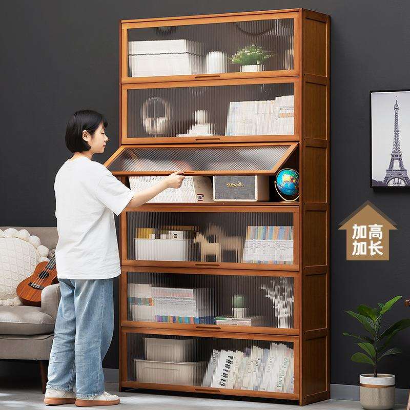 书架书柜置物架带柜门储物柜一体格子柜展示柜落地多层客厅置物柜