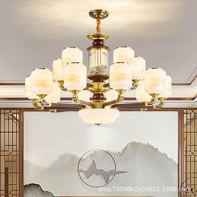 新中式吊灯客厅主灯全铜实木新款别墅复式楼大厅餐厅茶室新款灯具,鲜花速递/花卉仿真/绿植园艺,割草机/草坪机,淘宝优惠券,粉丝福利购,淘宝优惠卷