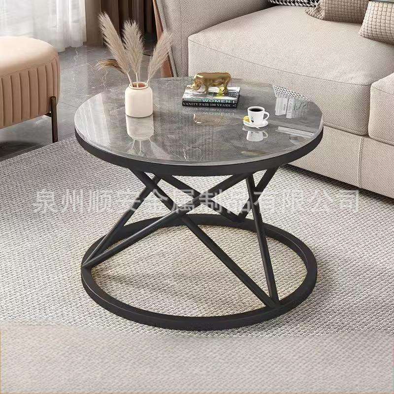轻奢圆形岩板茶几客厅家用沙发现代简约风网红迷你茶几小户型圆桌