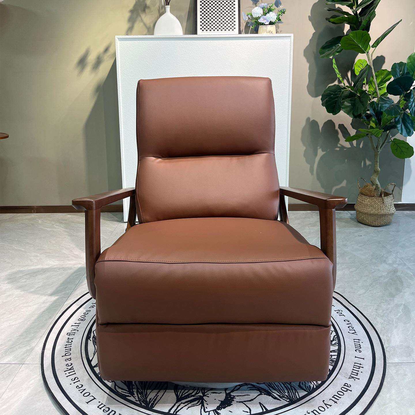 皮质沙发椅可坐可躺单人懒人沙发椅客厅多功能电动旋转办公休闲椅