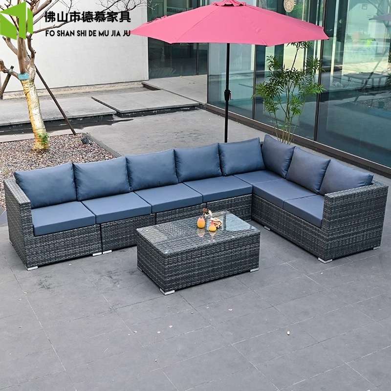 户外沙发庭院防水防晒休闲藤艺双人藤椅室外藤编阳台露天家具组合