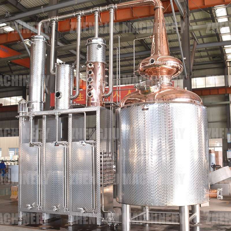 大型塔式蒸馏设备壶式白兰地水果酒紫铜蒸馏器威士忌酿酒设备