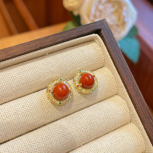 琳琯瑛南红s925银耳钉