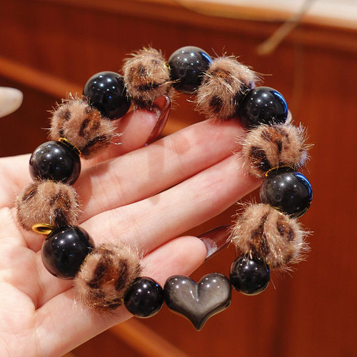 天然银曜石手串转运珠