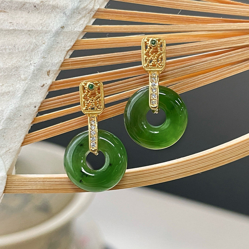 琳琯瑛和田碧玉耳环平安扣圆盘s925银耳饰耳坠新中式轻奢女友礼物,珠宝/钻石/翡翠,耳饰,淘宝优惠券,粉丝福利购,淘宝优惠卷