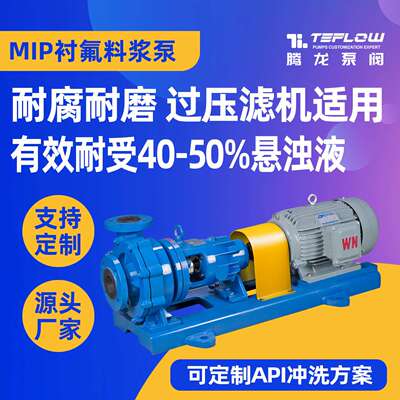 MIP衬塑料浆泵 耐腐耐磨砂浆泵 脱硫脱硝塔循环泵 化工浆液泵腾龙