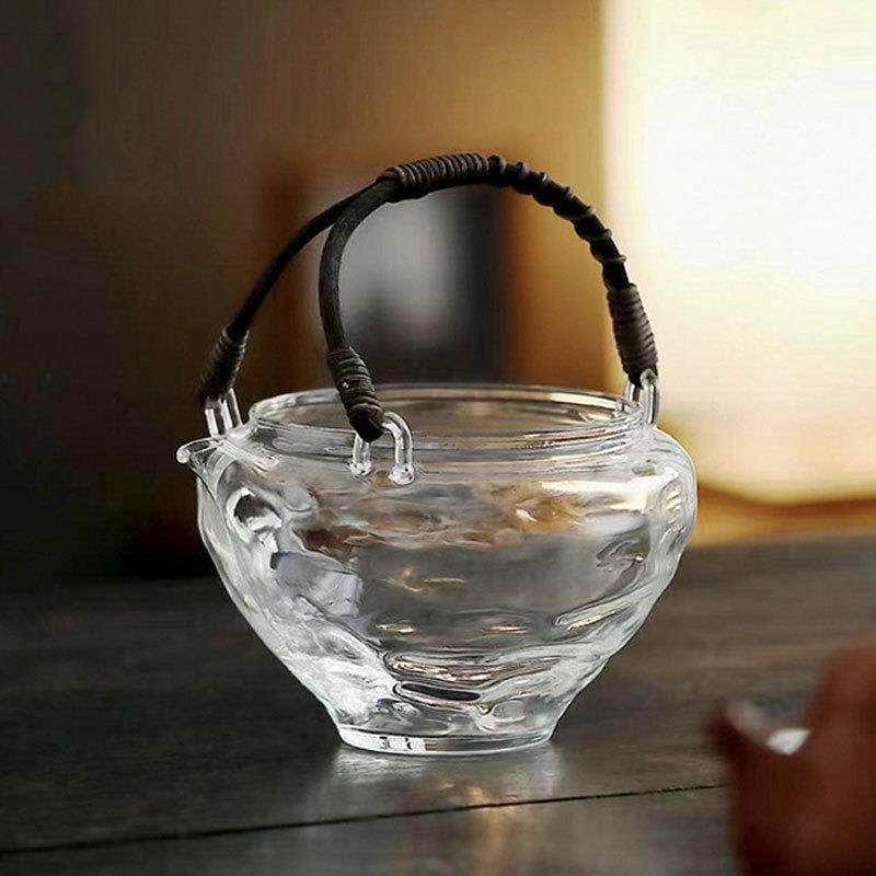 云窝清影茶海手工藤编提梁泡茶碗透明玻璃家用冷泡壶公道杯匀杯