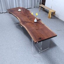 北美黑胡桃木餐桌k实木大板茶桌茶台茶板原木老板办公总裁书桌整
