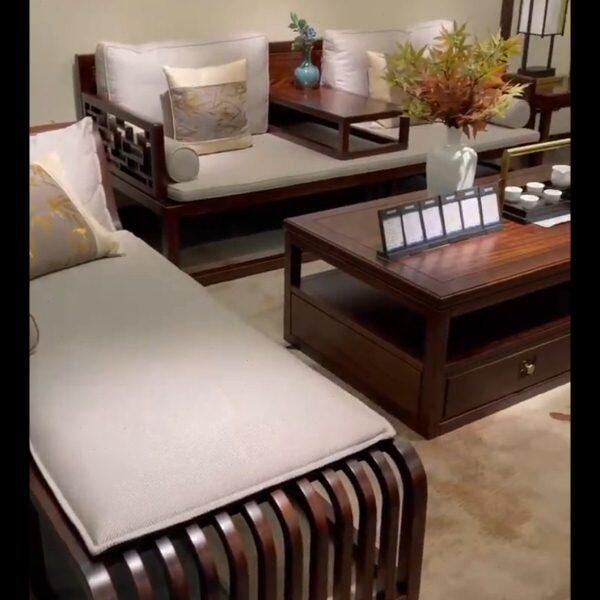 新中式乌金木小户型罗汉床贵妃榻禅意现代客厅家具实木沙发组合