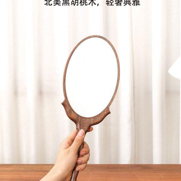 手持化妆镜便携复古高清法式手拿轻奢梳妆镜高级网红镜子2024新款