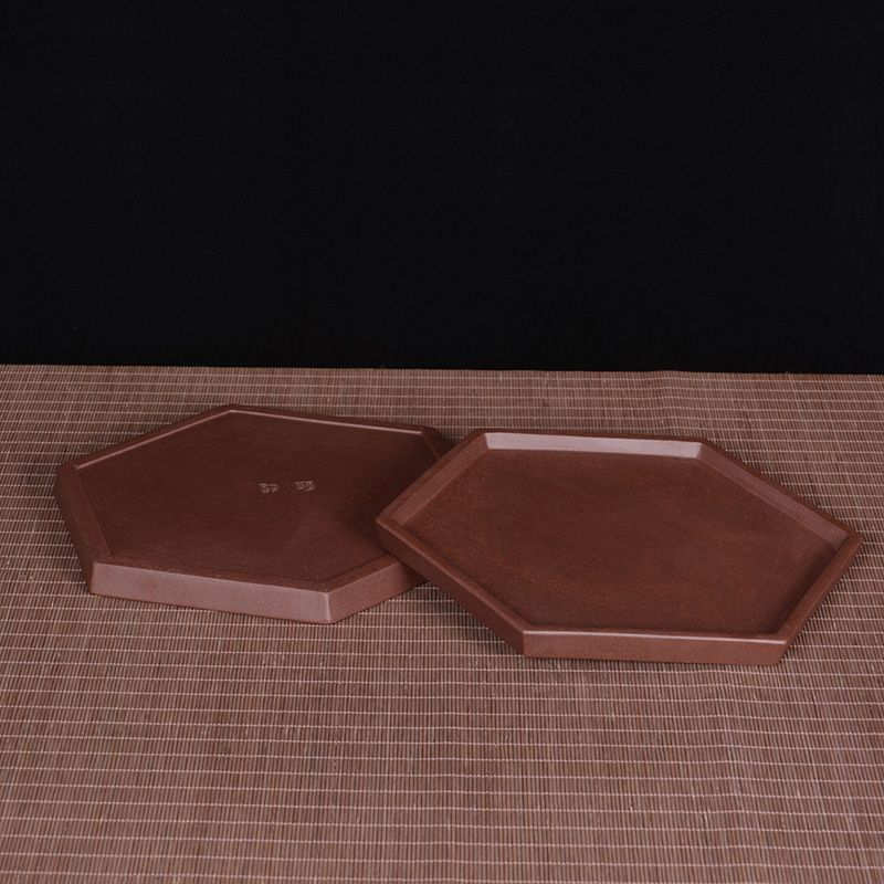 六角盆景花盆托紫砂托盘花盆接z水盘陶瓷手工六方形托底座底托垫