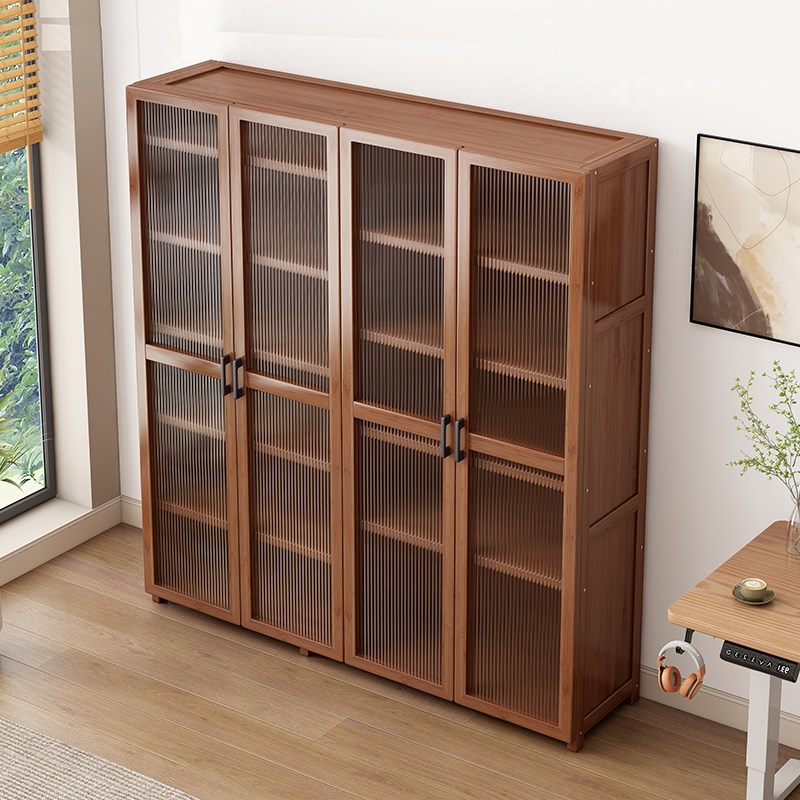 超大书柜储物柜一体靠墙收纳书架置物H架落地家用带门防尘展示柜