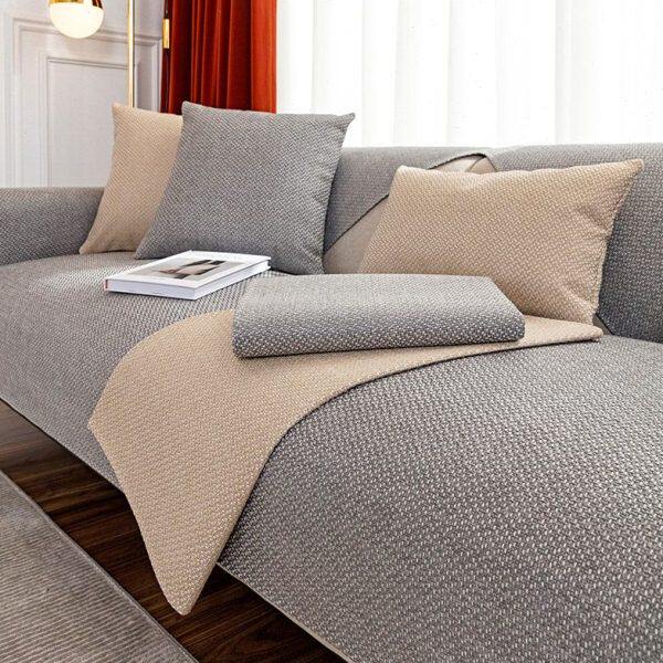 高端棉麻沙发垫四季通用防滑亚麻坐垫靠背巾简约现代轻奢沙发座垫