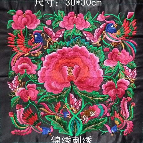 大号花瓶花盆精品刺绣机绣绣片民族风酒店饭店幼儿