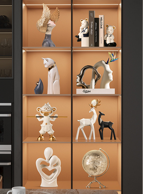 高端大气客厅酒柜摆件创意家居电C视柜两侧红酒架餐边柜工艺装饰