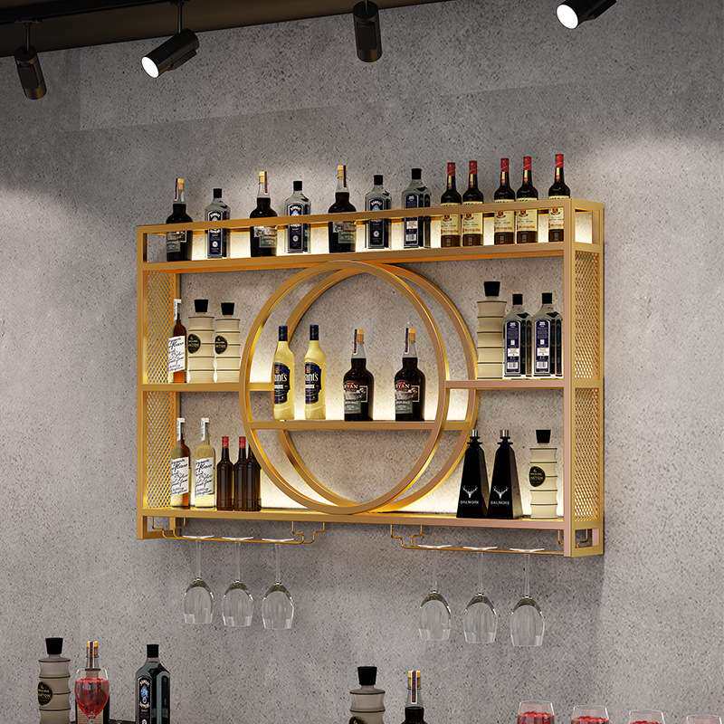 轻奢铁艺酒架墙上装饰金属架悬挂杯架壁挂置物架创意红酒展示架