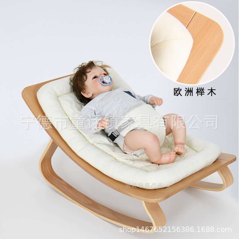 婴儿摇椅家用实木哄娃睡觉神器儿童躺椅摇摇椅新生儿摇篮床