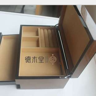 中纤板贴木皮高光烤漆首饰木盒 木质带抽屉 家用首饰收纳木盒
