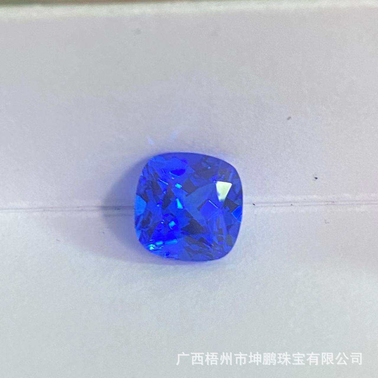 源头工厂矢车菊蓝肥正方实验室培育蓝宝石肥方天然底切割裸石戒面