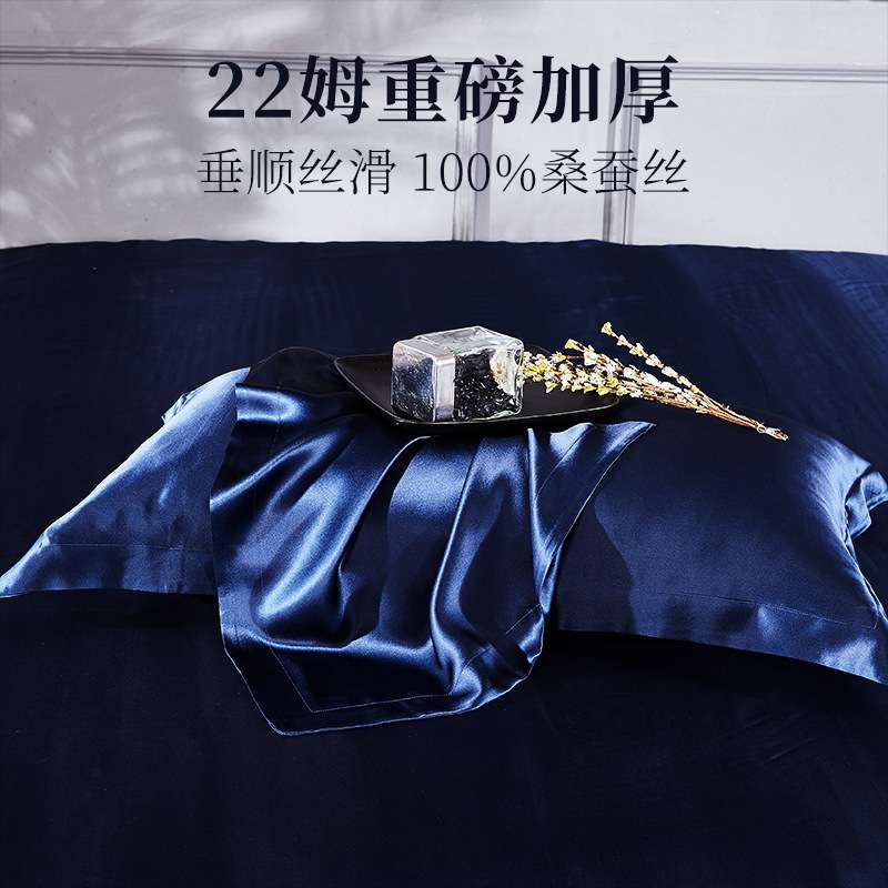 【出口品质】22姆重磅加厚真丝枕套桑蚕丝枕头套加飞边宽边