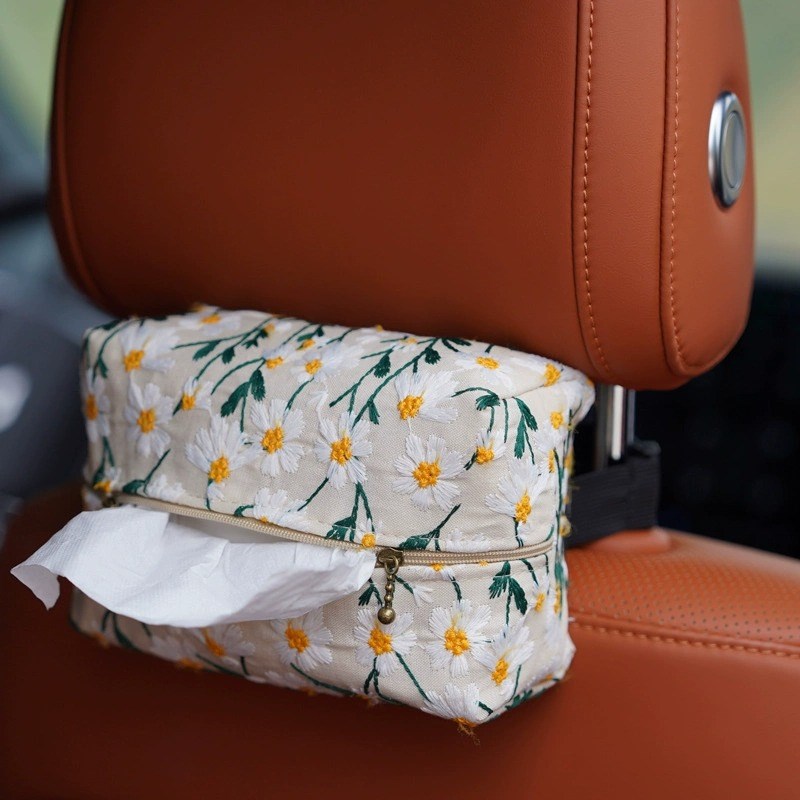 北欧轻奢车载扶手箱m纸巾盒创意绑带网红抽纸盒布艺纸巾套汽车用