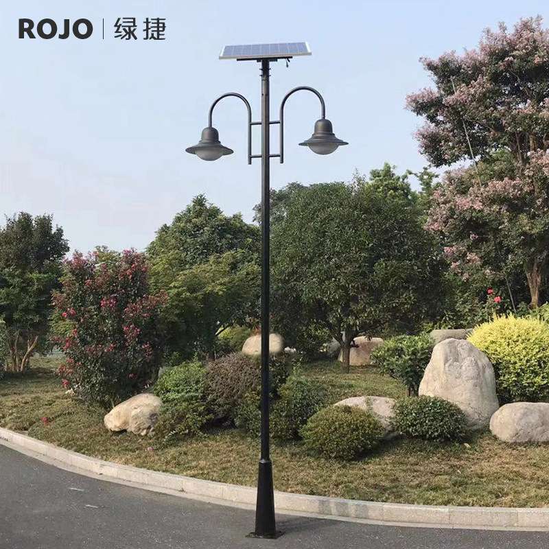 户外太阳能庭院灯3-4米小区路灯简约双头景观灯公园景区别墅马灯