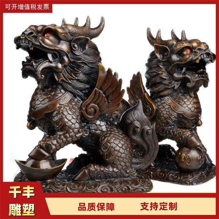 酒店铜神兽2.6米纯铜独角兽雕塑大型铸铜麒麟纯铜麒麟