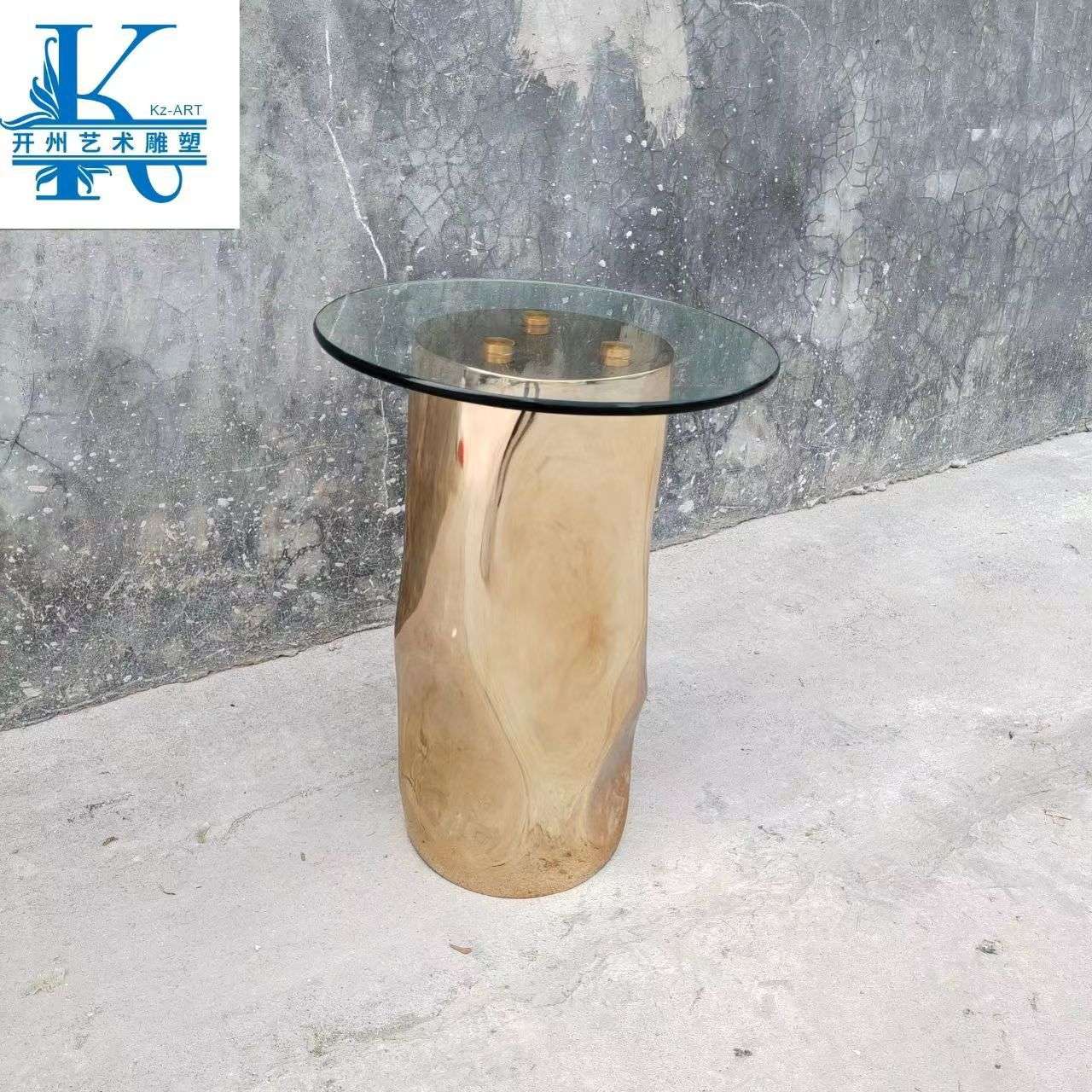电镀异形雕塑茶几酒店大堂样板房客厅艺术摆设玄关现代风装饰品