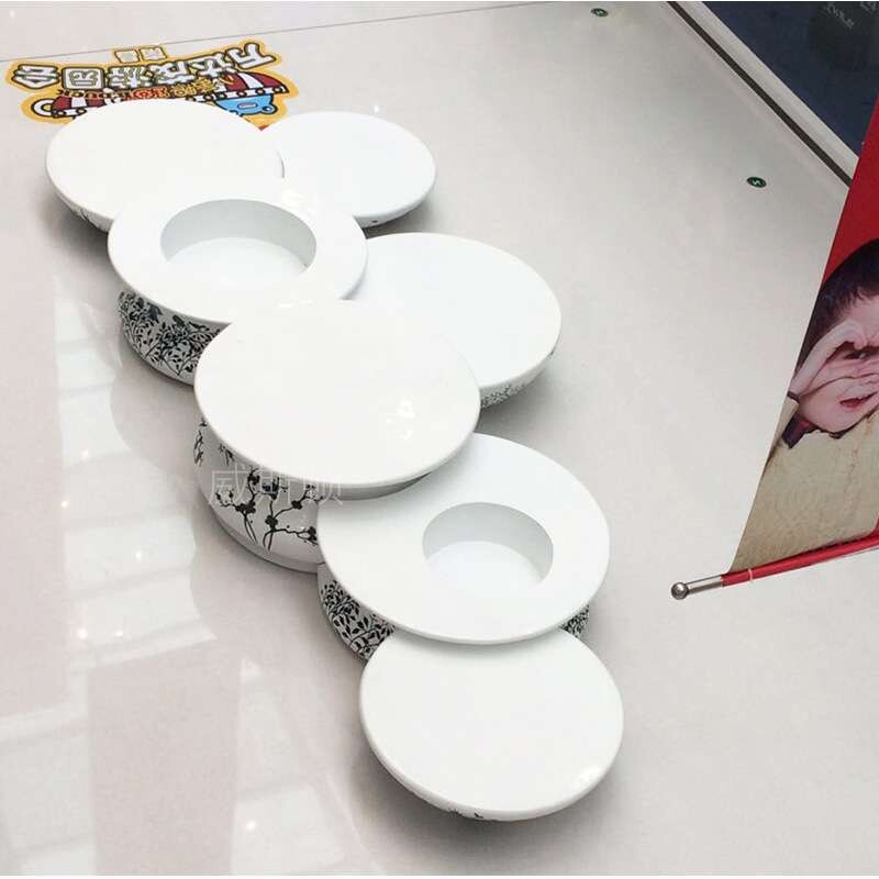 创意古典中国艺术风玻璃钢青花瓷座椅花盆组合商场大型落地美陈