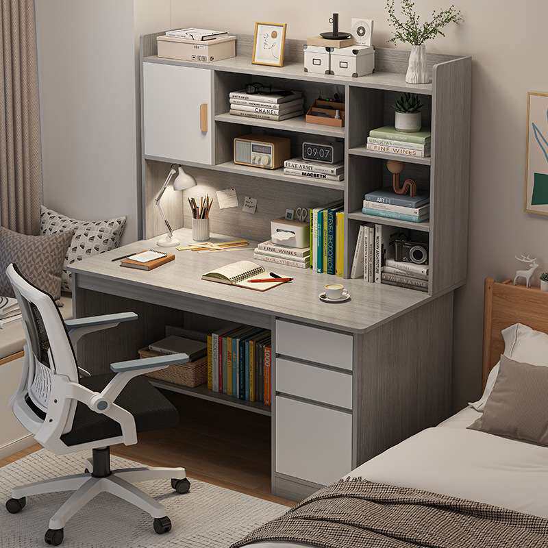 电脑桌子椅子一套台式家用简约书桌书柜一体学生学习桌办公小桌子