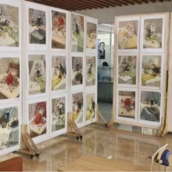 厂家直销静物箱书画展板幼儿园书法作品屏风展览板美术字画展板架
