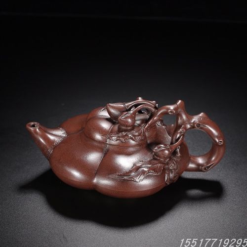 回流寿桃汪寅g仙紫泥壶古董古玩茶壶老紫砂壶客厅摆件300cc