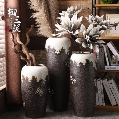 复古陶瓷落地花瓶客厅插花摆件现代简约欧式假花花插家居大号花盆,家居饰品,花瓶,淘宝优惠券,粉丝福利购,淘宝优惠卷