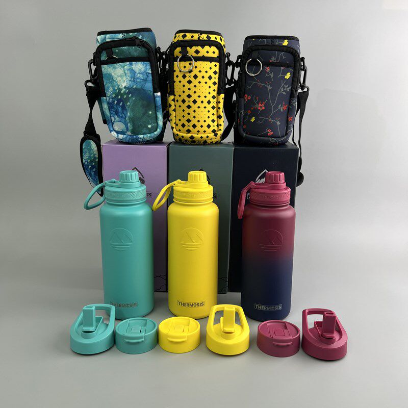 出德国!一杯三盖!18/8不锈钢保温杯大K容量水杯便携户外运动水壶